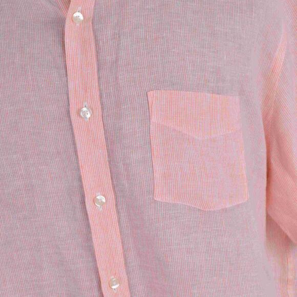 UNTUCKit Mens Shirt 2XL Orange White Stripe Short Sleeved 100% Linen - Picture 2 of 8